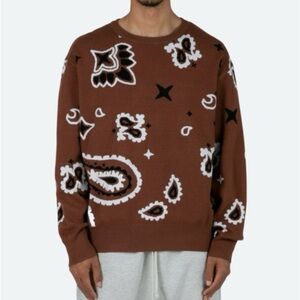 mnml Moon & Stars Paisley Brown Crewneck Sweater